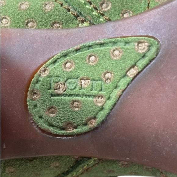 Born Women’s Genevieve Green Suede Polka Dot Heeled Boots - Picture 9 of 10